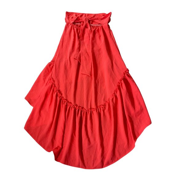 Skylar Rose Rose Strapless High Low Midi Red High-Low Ruffle Midi Skirt XS - Picture 4 of 12